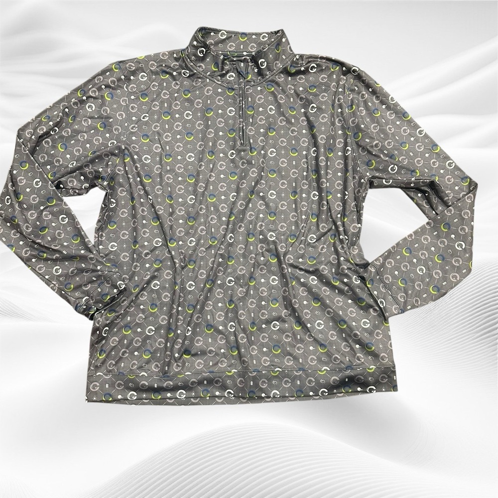 Fore Fathers XXXL Golf 1/4 Zip Stretch Long Sleeve Quarter Zip Gray Geometric